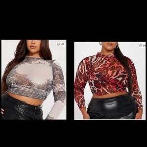 Fashion Nova Gray and Red Mesh Crop Tops

Both tops are new